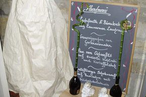 Tafel mit dem Abendmenü vom Schlossrestaurant Zentgraf